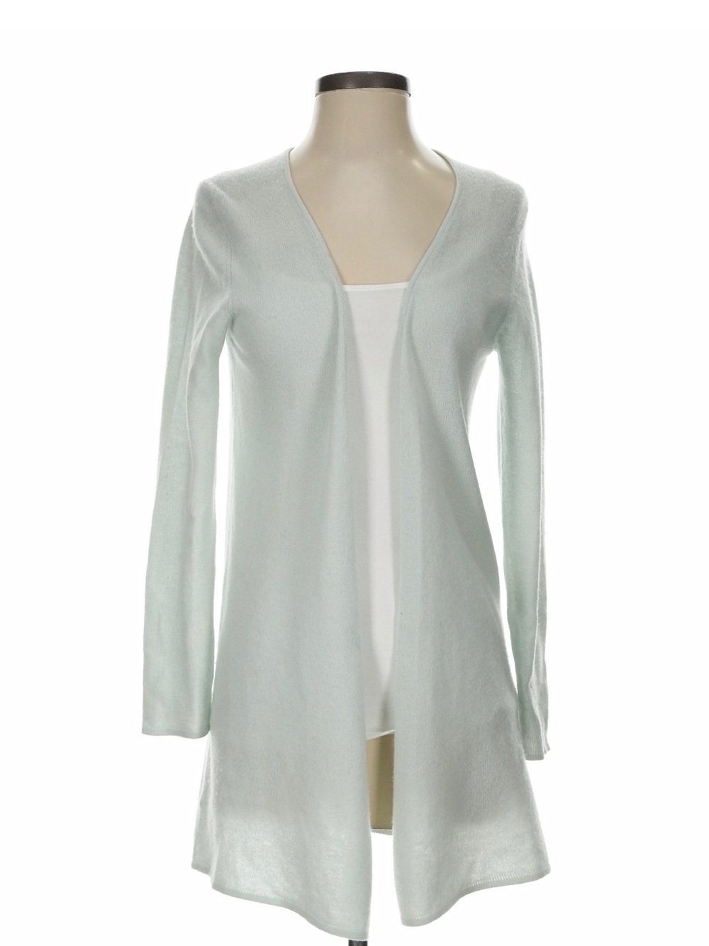 Cashmere Pure Collection Mint Green Open-Front Women's Cardigan